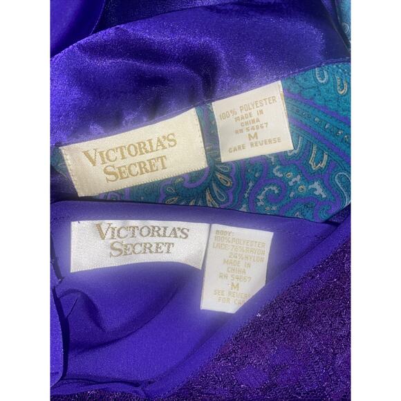 90s 2 Piece Set Victoria’s Secret Gold Label Paisley Satin Wrap Robe & Chemise M - Picture 12 of 12